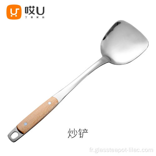 Hey lilas échantillon gratuit spatule wok en acier inoxydable